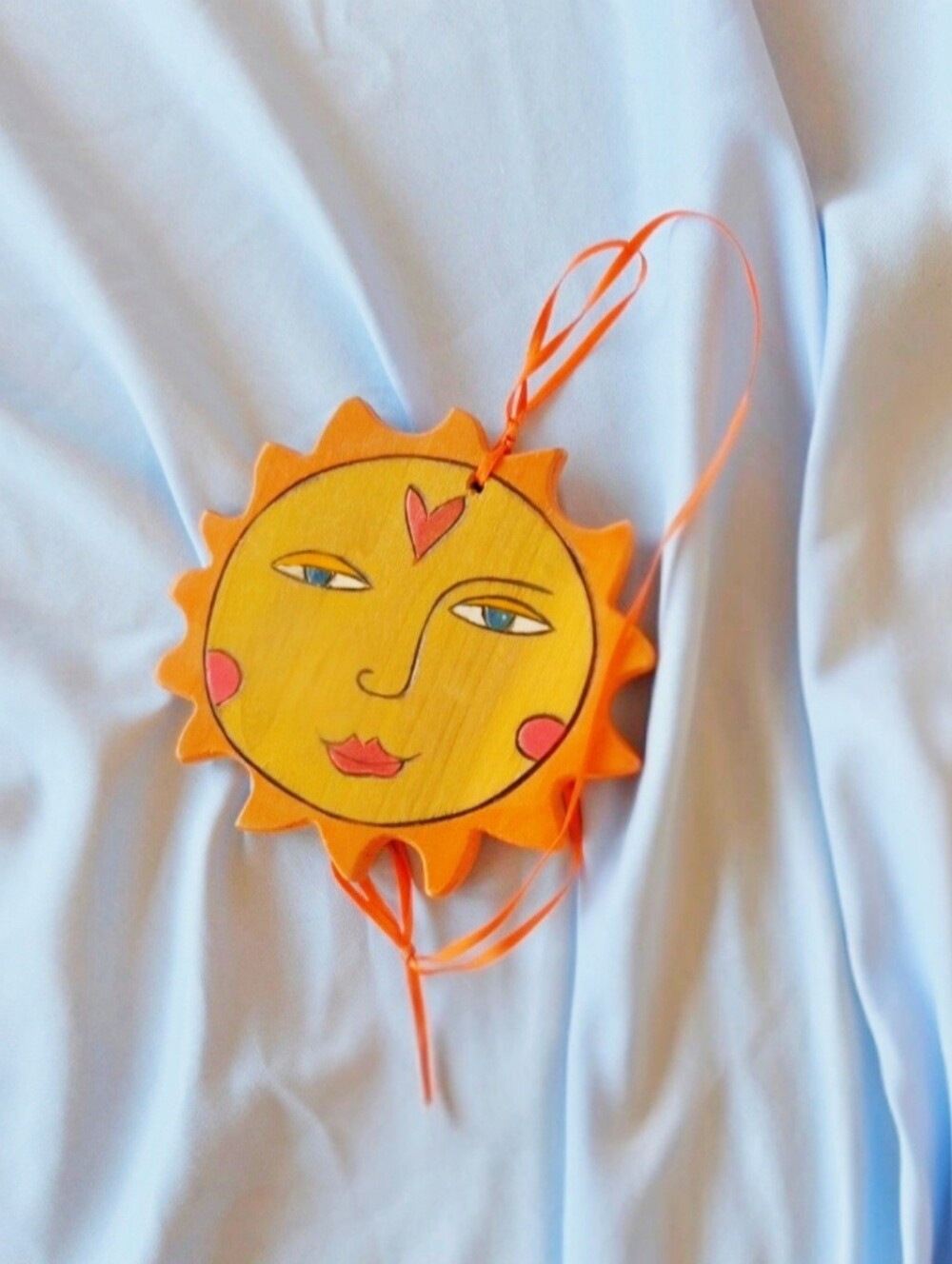Sticks Hand Painted Wooden Celestial Sun Ornament